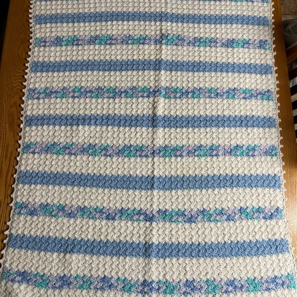 Handmade Crochet knit Multicolored Afghan Baby Blanket 35x48 - Picture 2 of 5